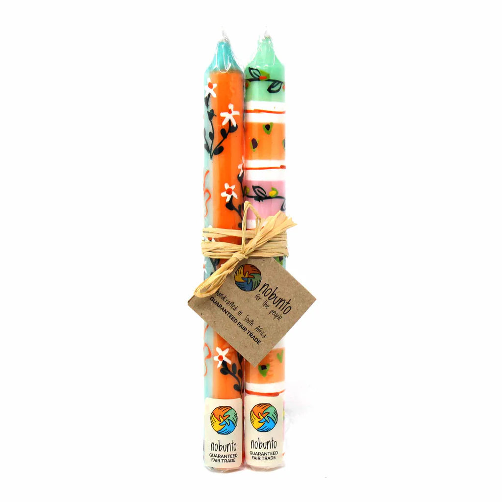 Tall Hand Painted Candles - Pair - Imbali Design