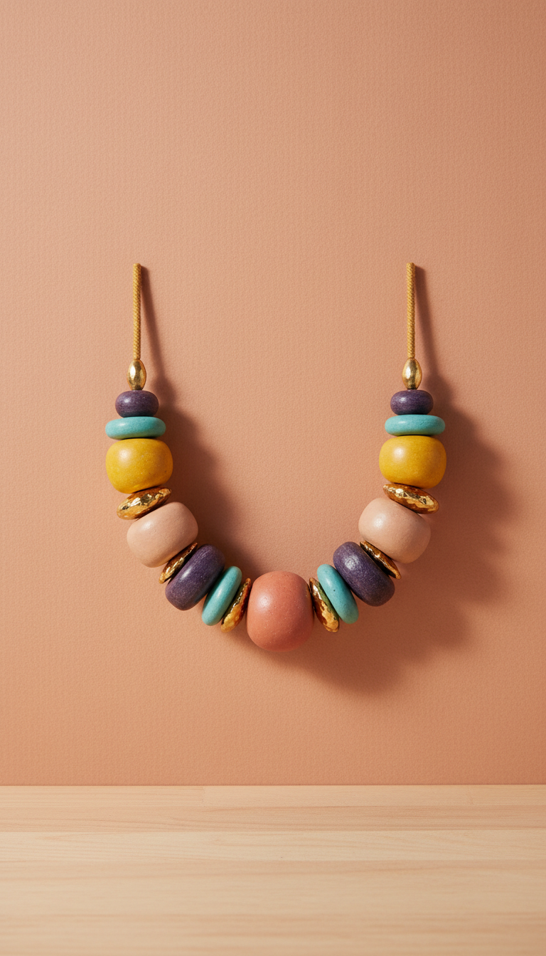 Beaded Statement Necklace with Glass Accents