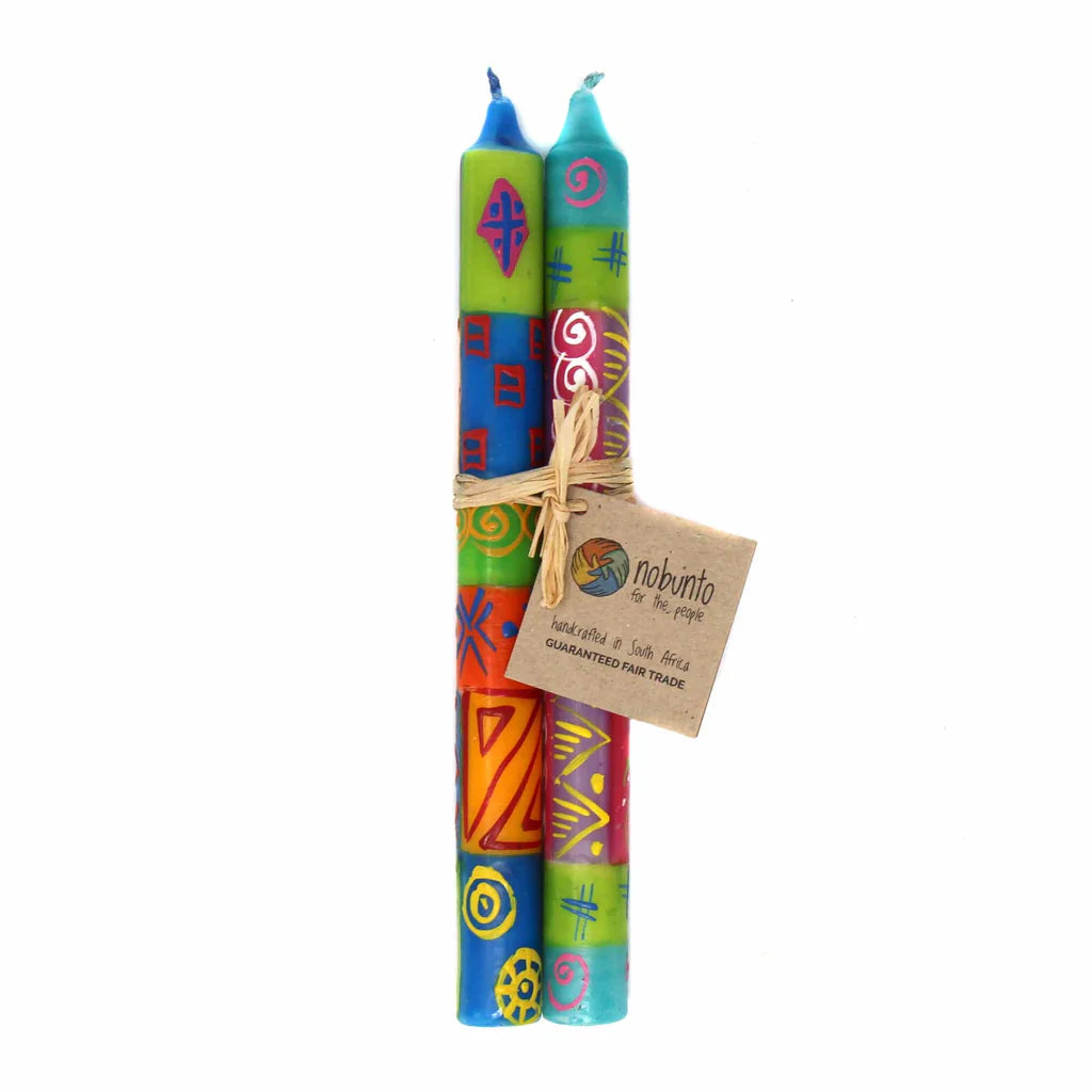 Hand-Painted African Dinner Candles, Pair – Shahida Design | Fair Trade