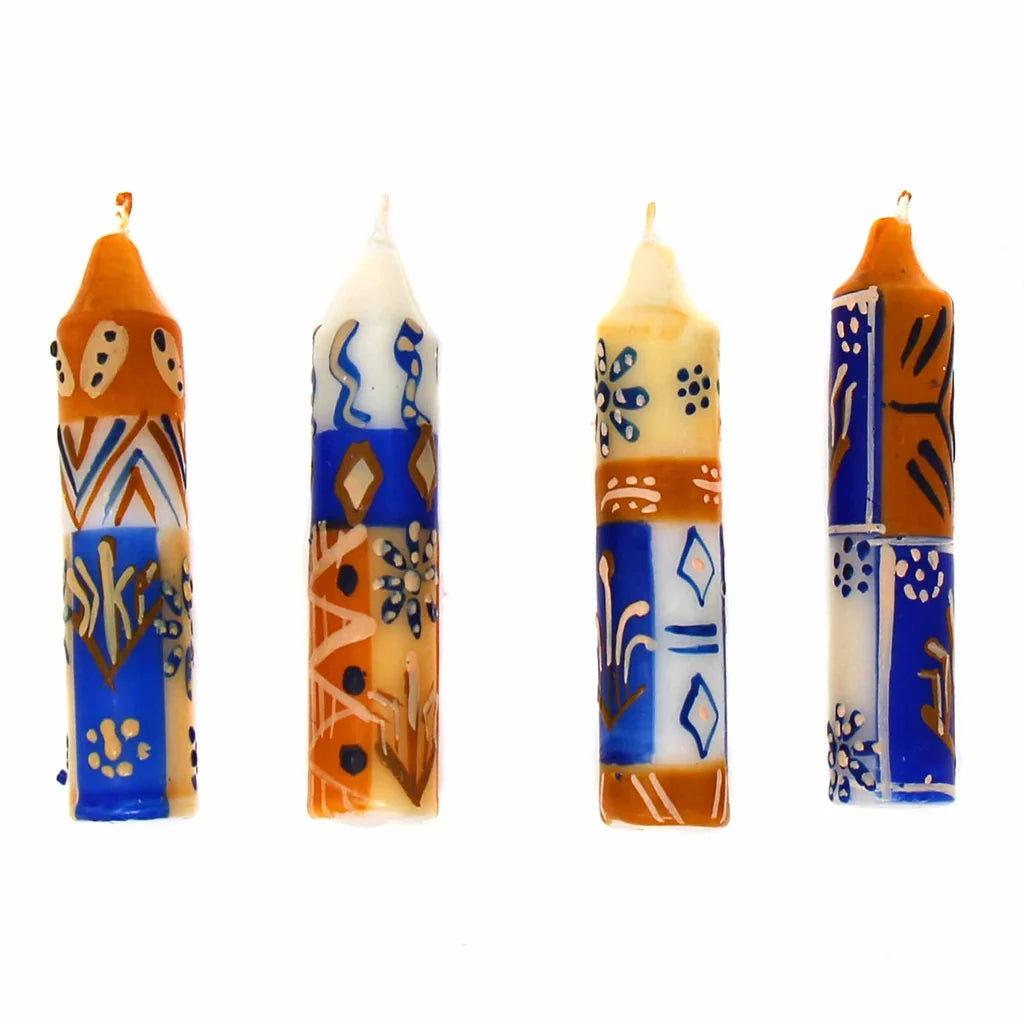 Hand-Painted 4" Dinner or Shabbat Candles, Set of 4 (Durra Design)