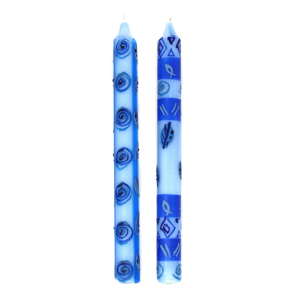 Tall Hand Painted Candles - Pair -Feruzi Design