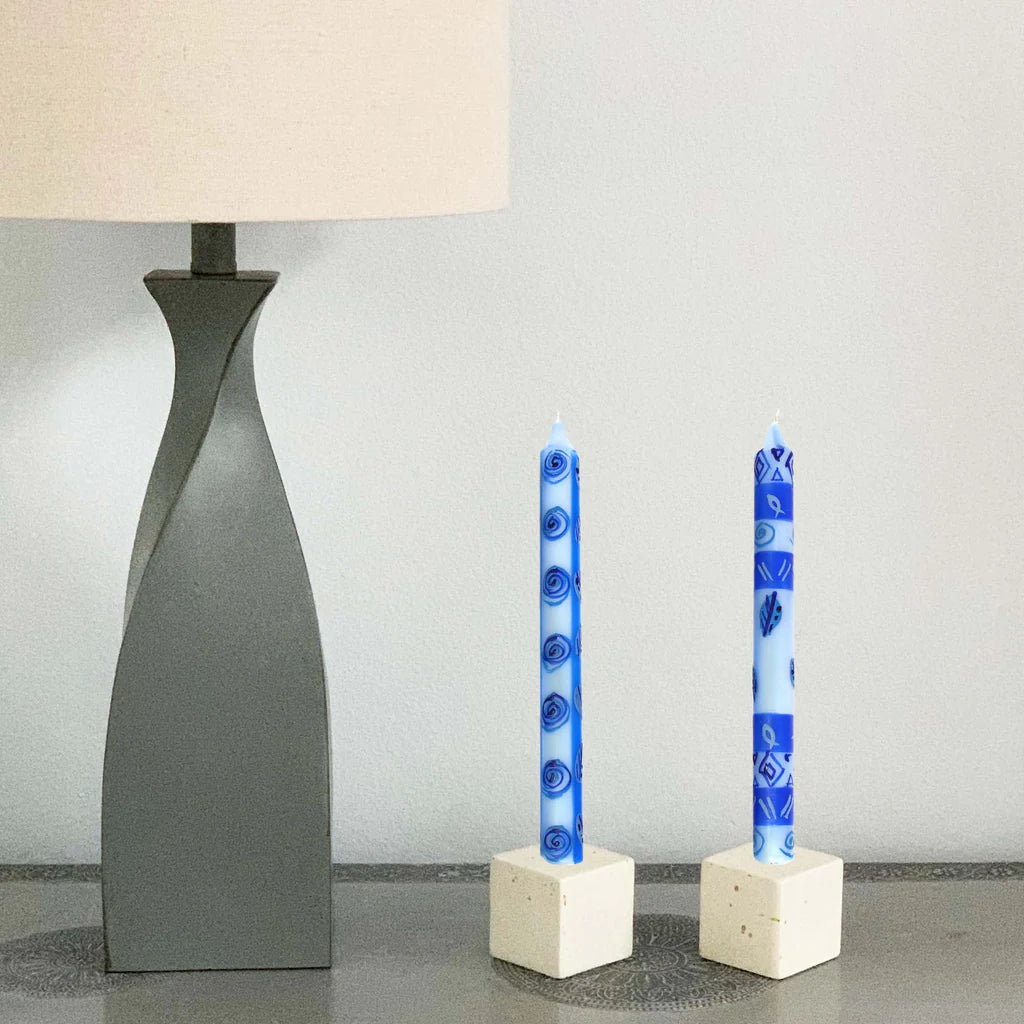 Tall Hand Painted Candles - Pair -Feruzi Design