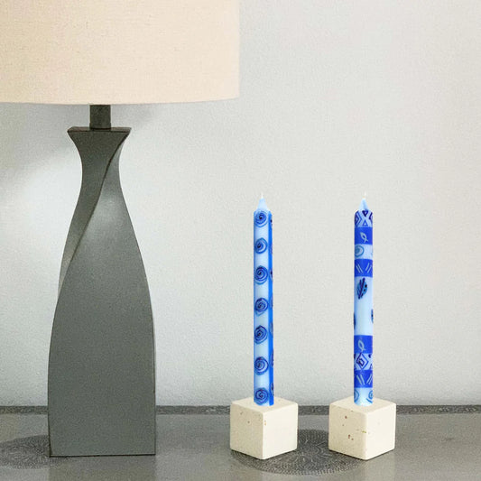 Tall Hand Painted Candles - Pair -Feruzi Design