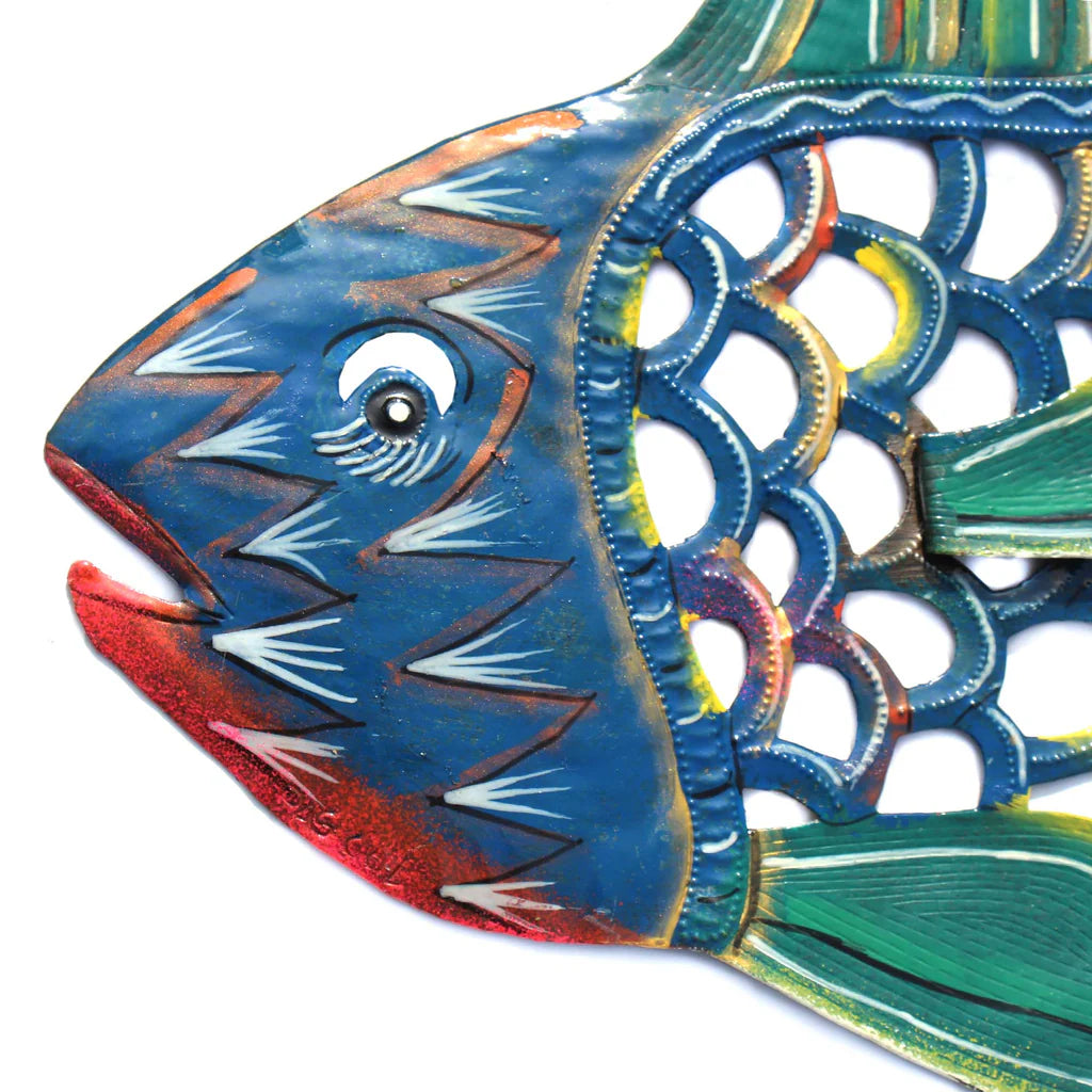 24 Inch Painted Fish & Shell