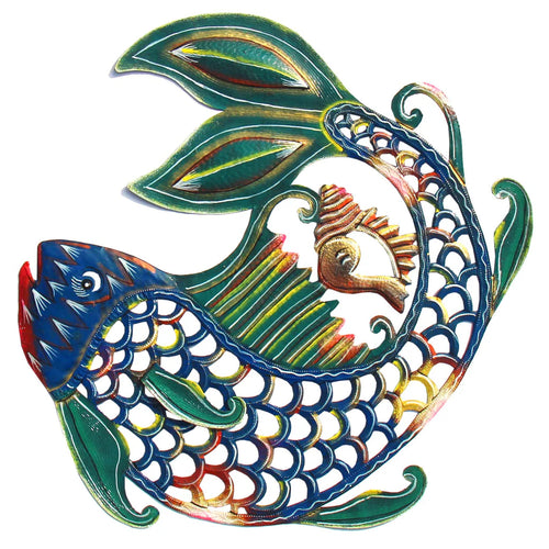 24 Inch Painted Fish & Shell