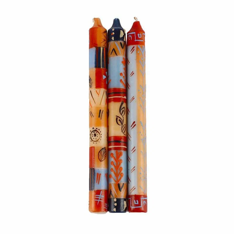 Hand Painted Candles in Uzushi Design (three tapers)