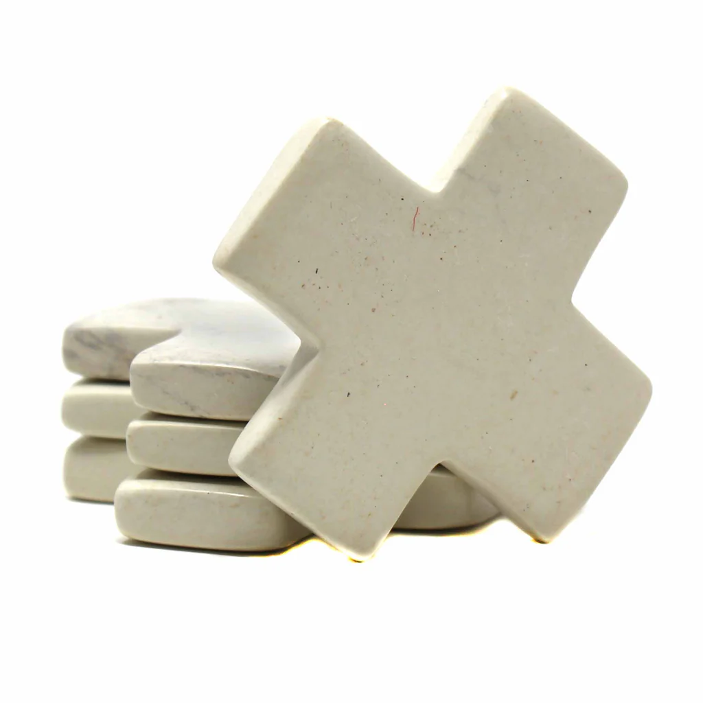 HANDCARVED SOAPSTONE TIC-TAC-TOE GAME SET