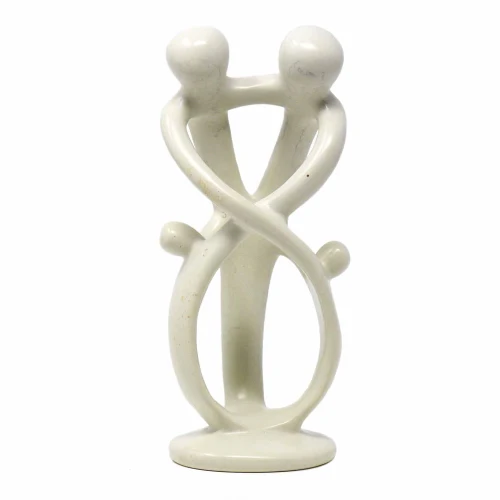 NATURAL 8-INCH TALL SOAPSTONE FAMILY SCULPTURE - 2 PARENTS 2 CHILDREN