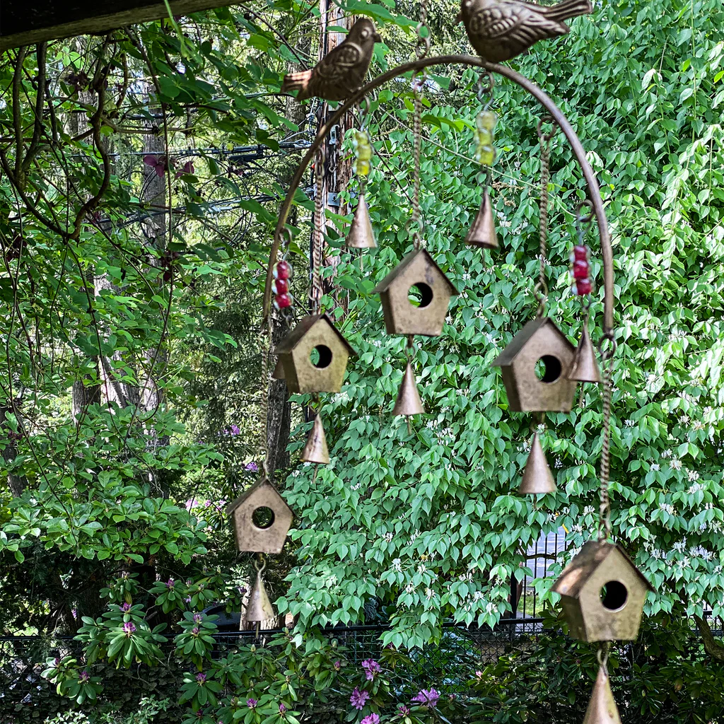 Handcrafted Bird Chime, Recycled Iron and Glass Beads