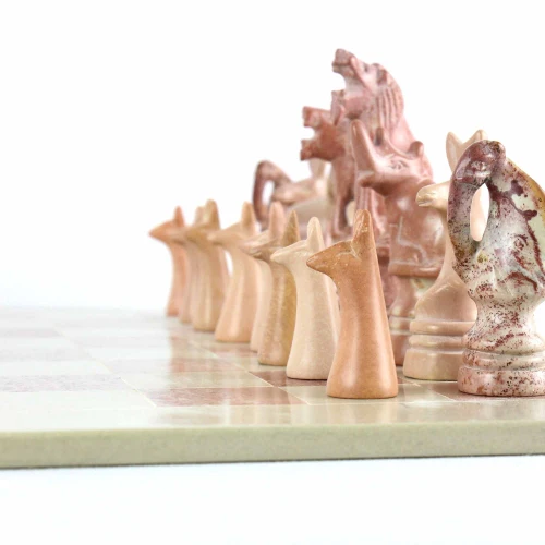 Hand Carved Soapstone Animal Chess Set - 15" Board