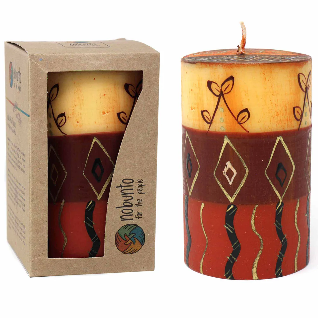 SINGLE BOXED HAND-PAINTED PILLAR CANDLE - BONGAZI DESIGN
