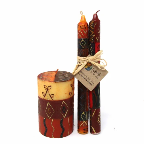 SINGLE BOXED HAND-PAINTED PILLAR CANDLE - BONGAZI DESIGN