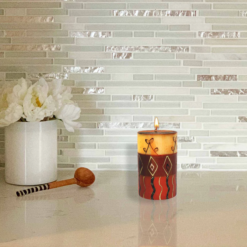 Single Boxed Hand-Painted Pillar Candle - Bongazi Design