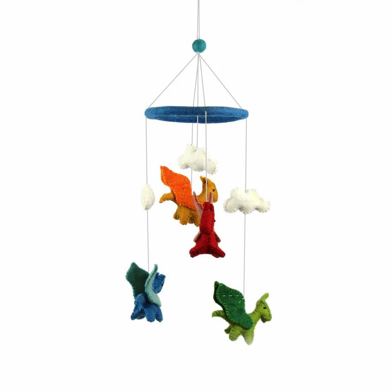 Handmade Felt Dragon Baby Mobile – Nursery Decor, Fair Trade