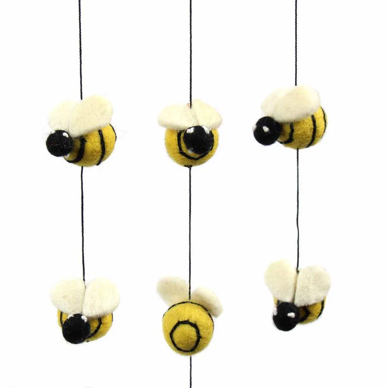 Handmade Felt Beehive Baby Mobile – Nursery Decor, Fair Trade