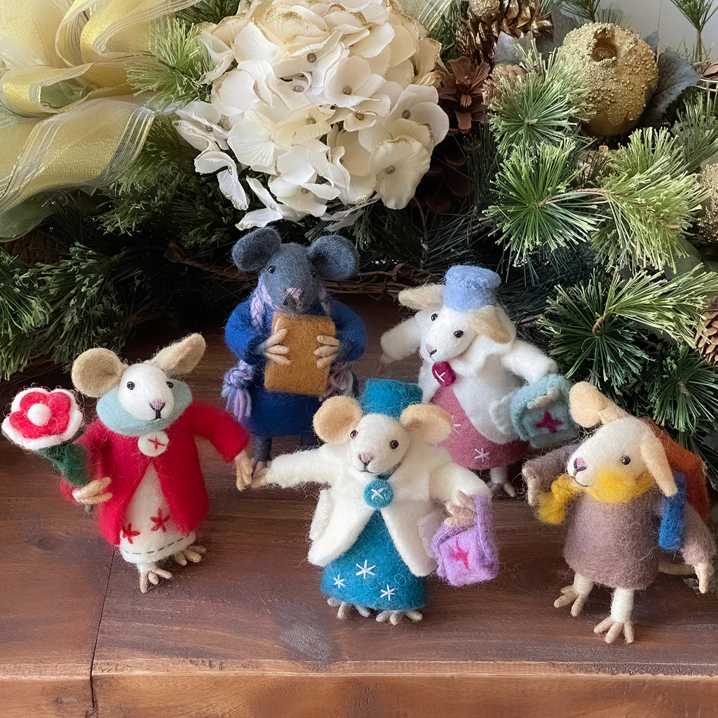 Family of Mice Handmade Felt Collectibles, Set of Five