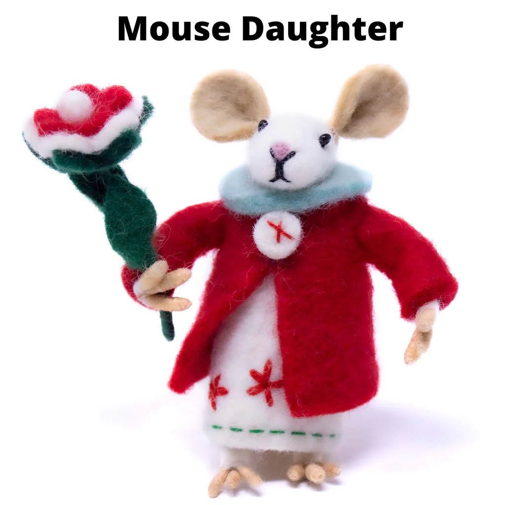 Family of Mice Handmade Felt Collectibles, Set of Five