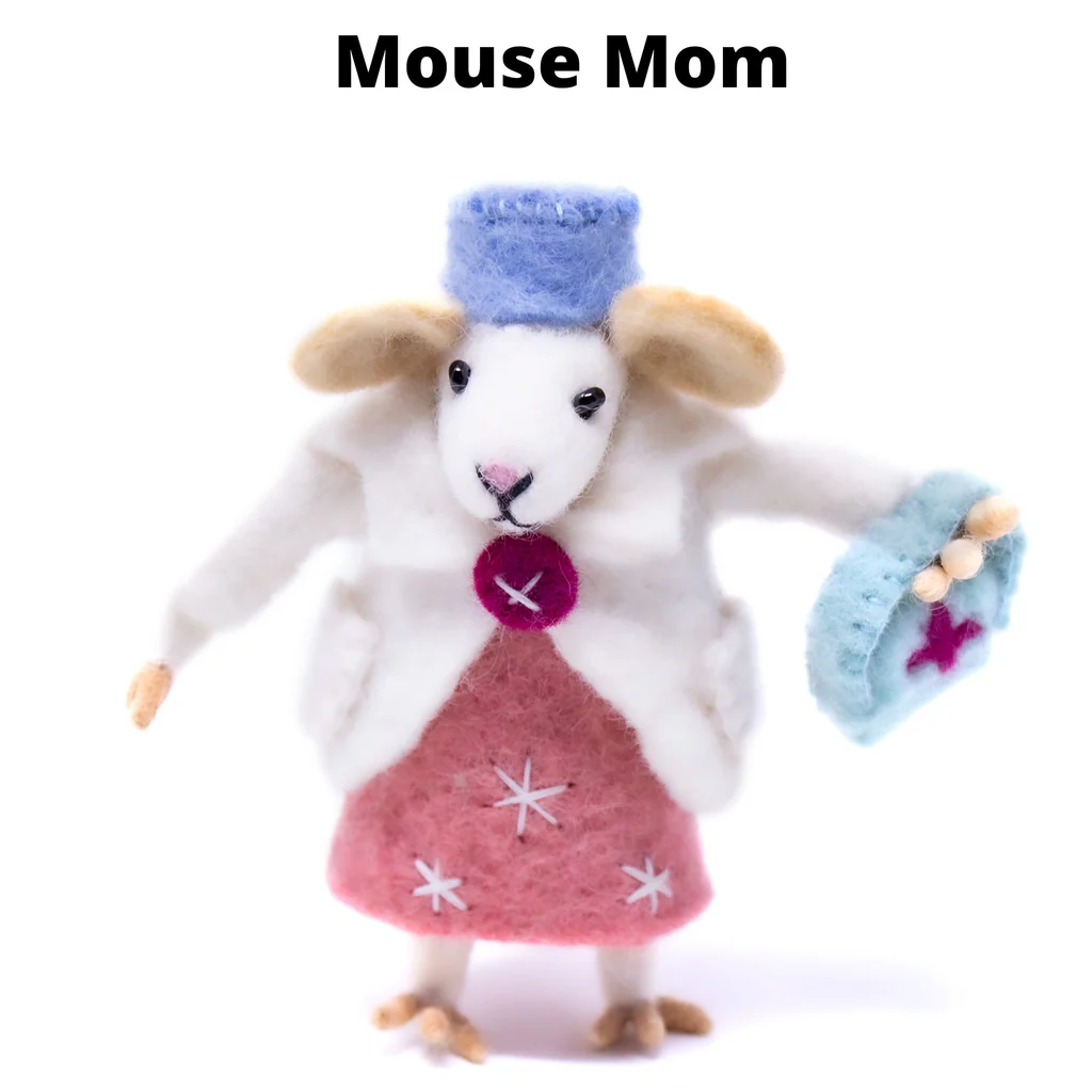 Family of Mice Handmade Felt Collectibles, Set of Five