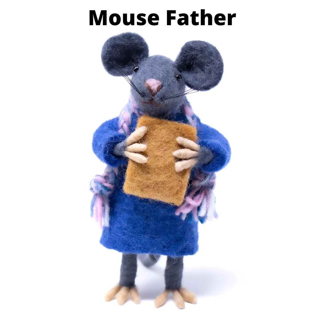 Family of Mice Handmade Felt Collectibles, Set of Five