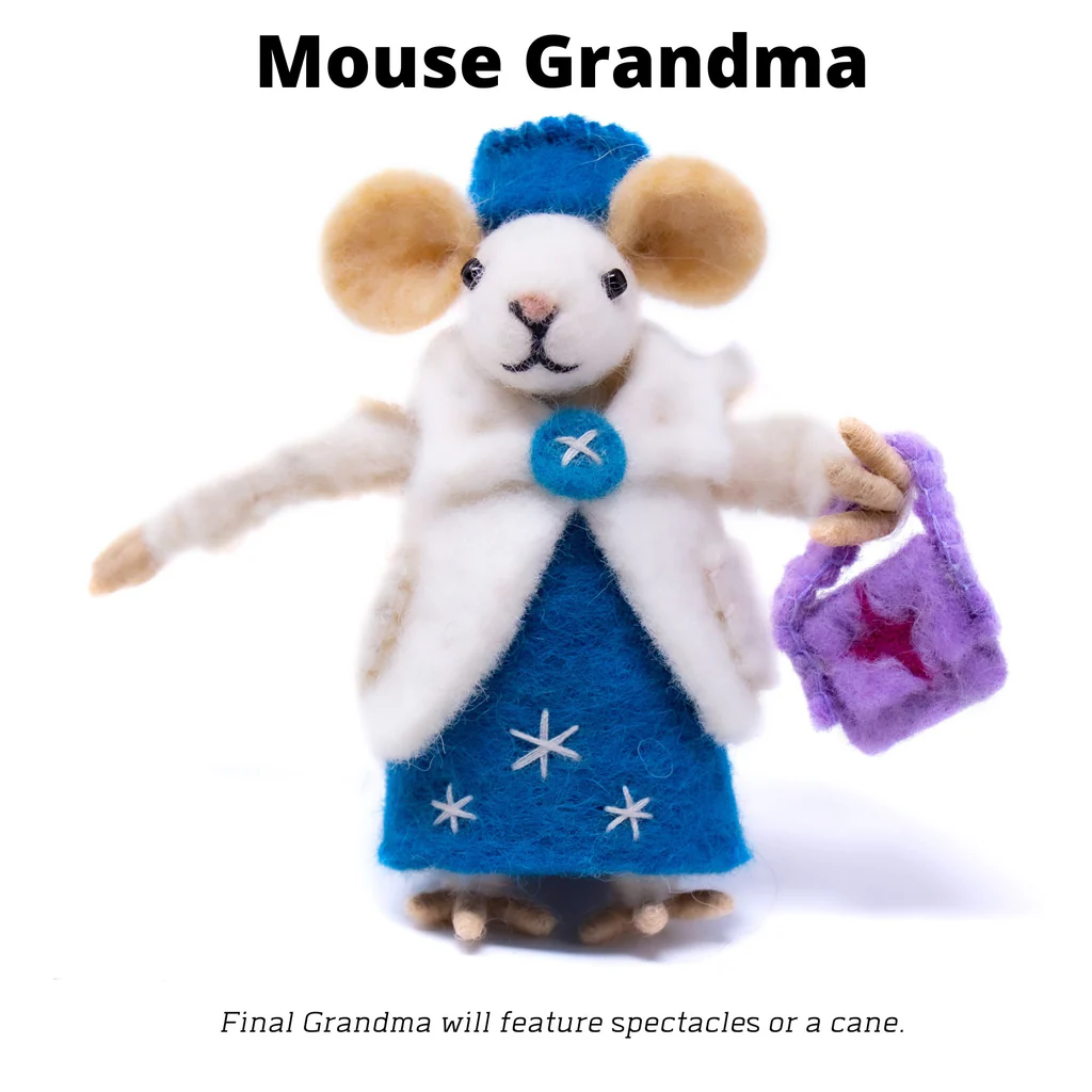 Family of Mice Handmade Felt Collectibles, Set of Five