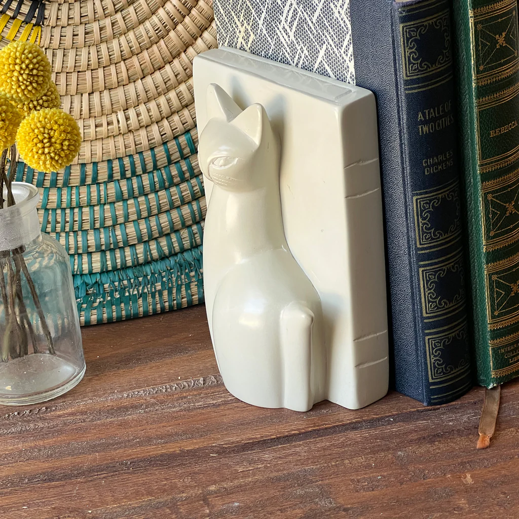 SOAPSTONE MAJESTIC SITTING CAT BOOKENDS