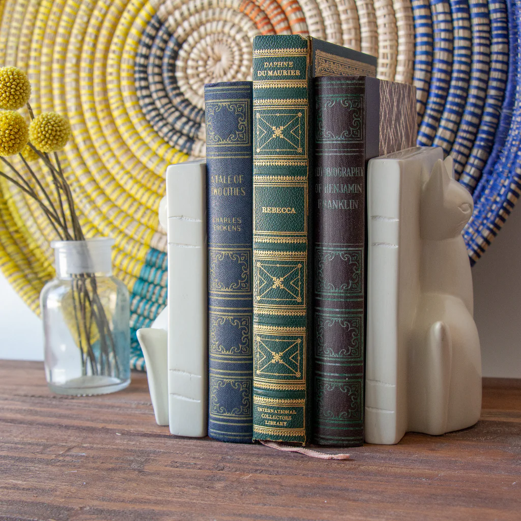 SOAPSTONE MAJESTIC SITTING CAT BOOKENDS