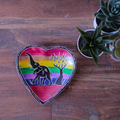 Set of African Soapstone Hand-Painted Heart Trinkets Dishes w/ Rainbow Safari Painting