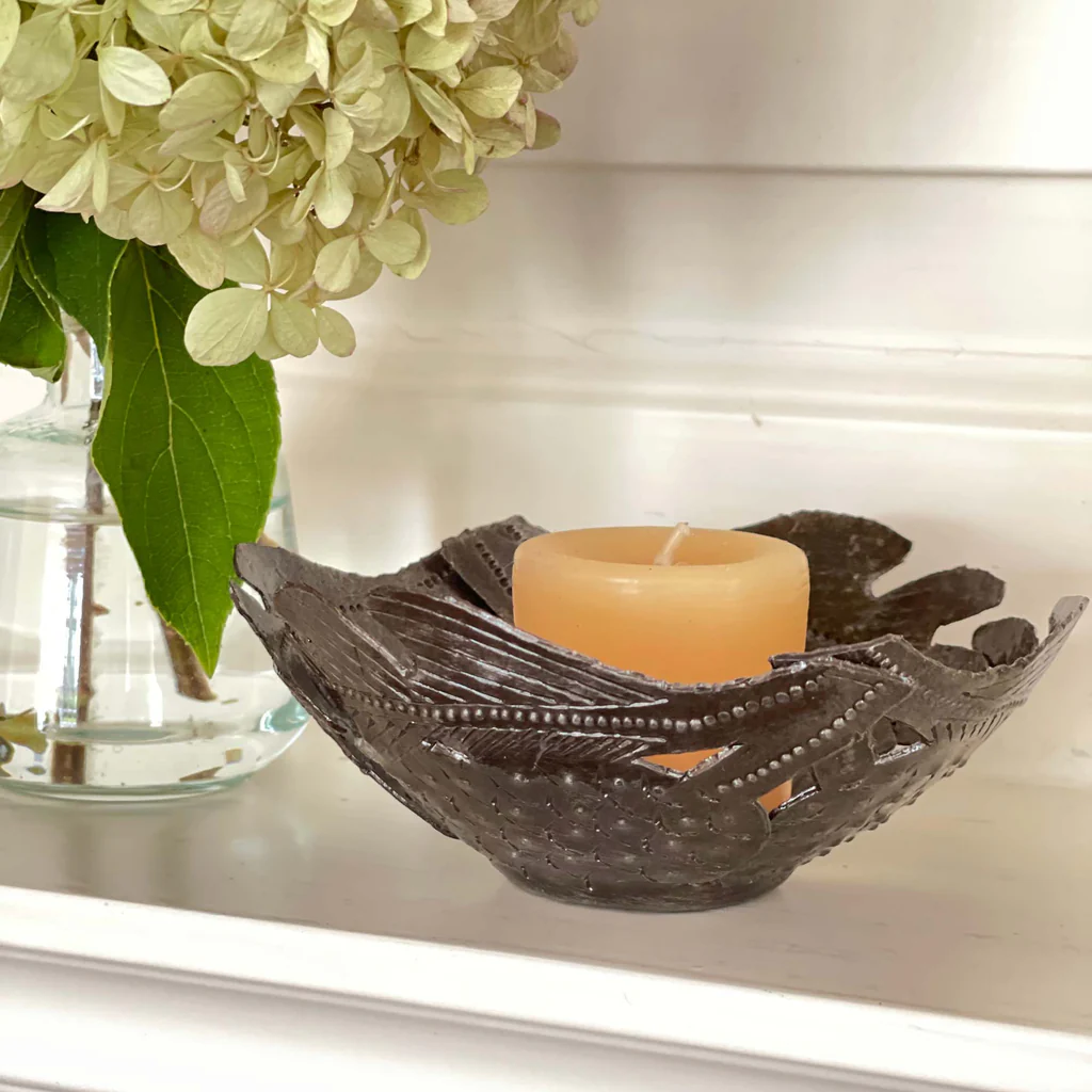 DECORATIVE DRUM ART BOWL OR VOTIVE