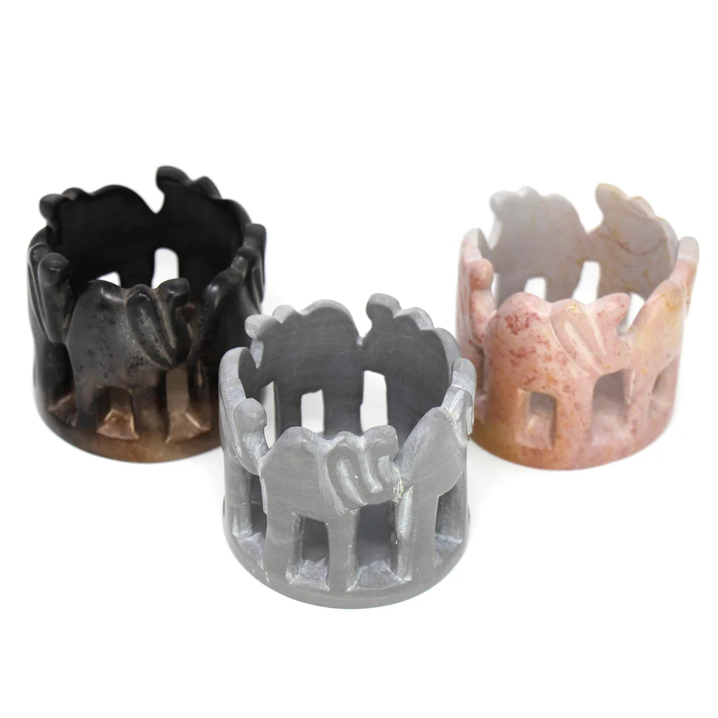 Circle of Elephants Soapstone Sculpture, 3 to 3.5-inch