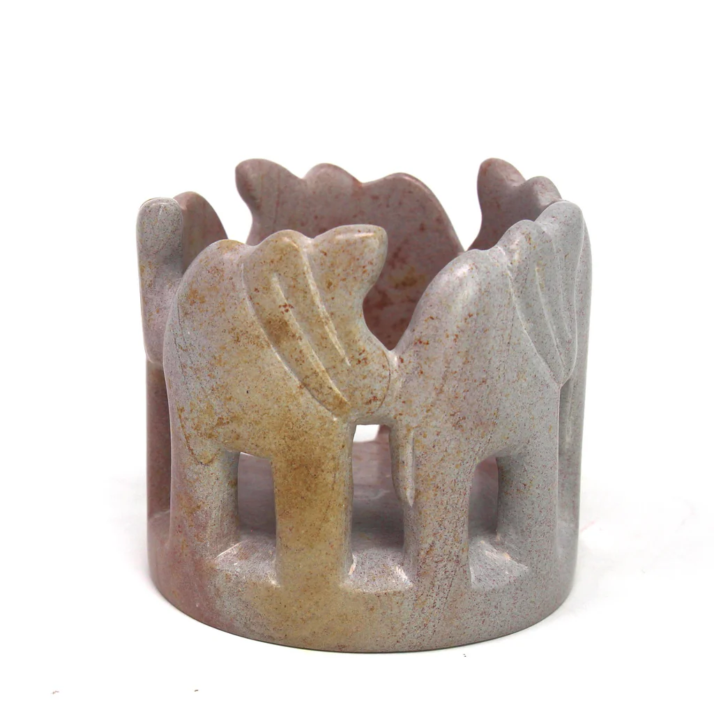 Circle of Elephants Soapstone Sculpture, 3 to 3.5-inch