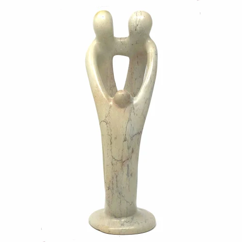 NATURAL 8-INCH TALL SOAPSTONE FAMILY SCULPTURE - 2 PARENTS 2 CHILDREN