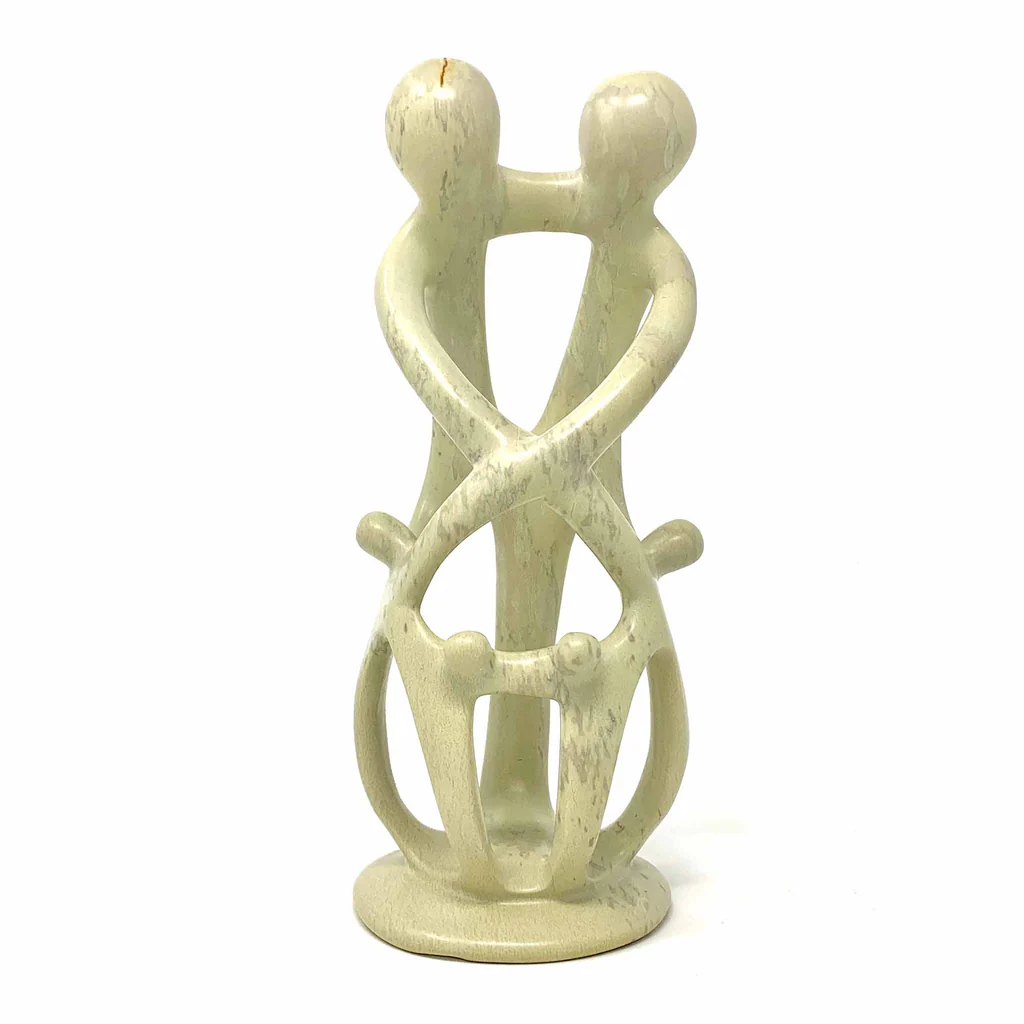NATURAL 10-INCH TALL SOAPSTONE FAMILY SCULPTURE