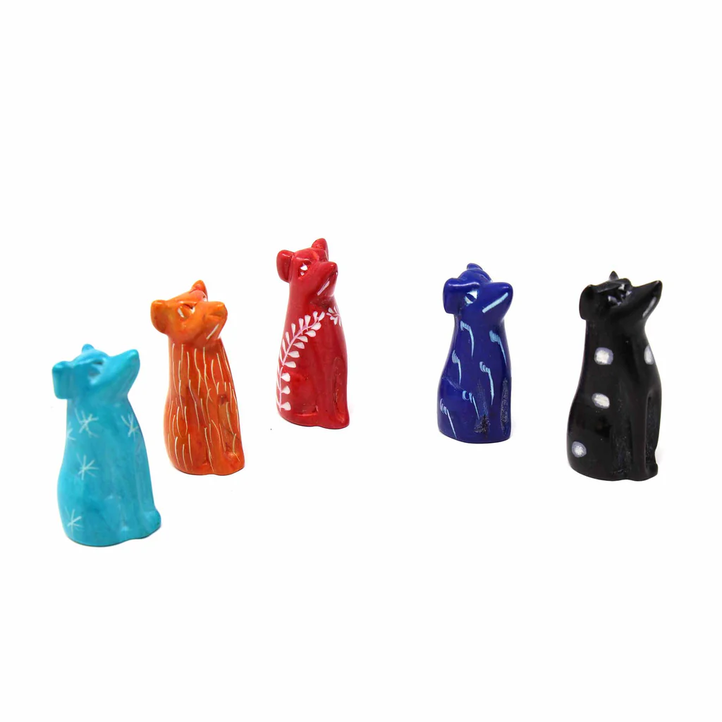 SOAPSTONE TINY ANIMAL TRINKETS - ASSORTED PACK OF 5 COLORS