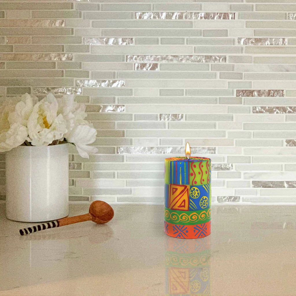 Single Boxed Hand-Painted Pillar Candle - Shahida Design