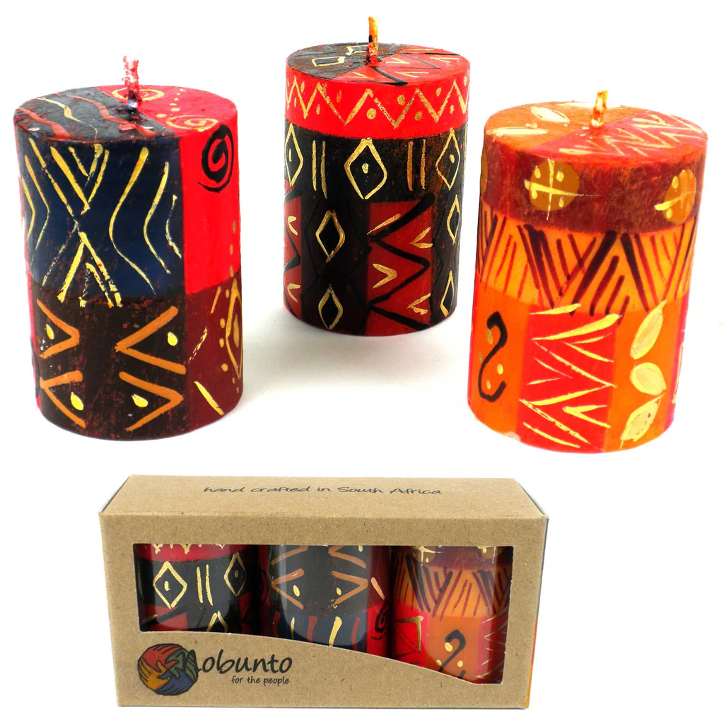HAND PAINTED CANDLES - THREE IN A BOX