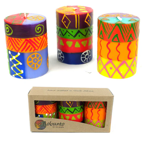 Hand Painted Candles - Three in Box - Shahida Design