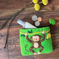 Handmade Felt Monkey Coin Purse – Fair Trade Artisan Zipper Pouch