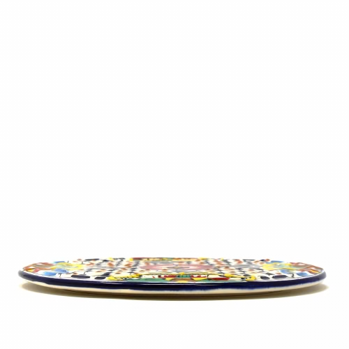 Handmade Pottery 8" Trivet or Wall Hanging, Dots & Flowers