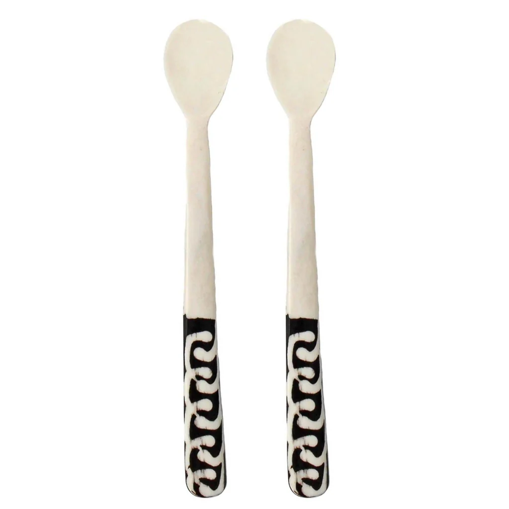 Long Batik Bone Appetizer Spoons, Set of 2