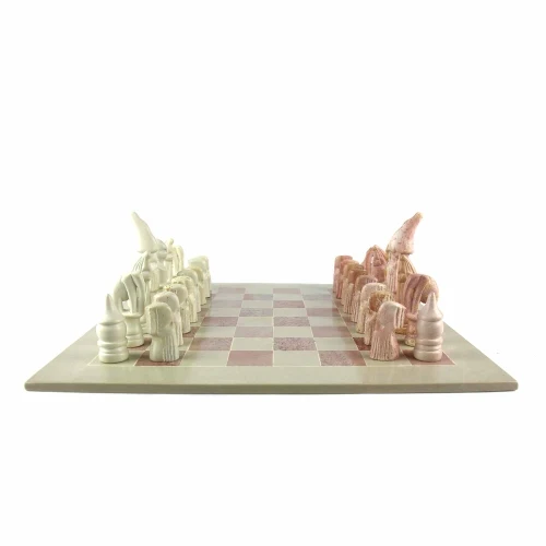 Hand Carved Soapstone Maasai Chess Set - 14" Board