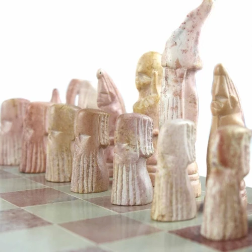 Hand Carved Soapstone Maasai Chess Set - 14" Board