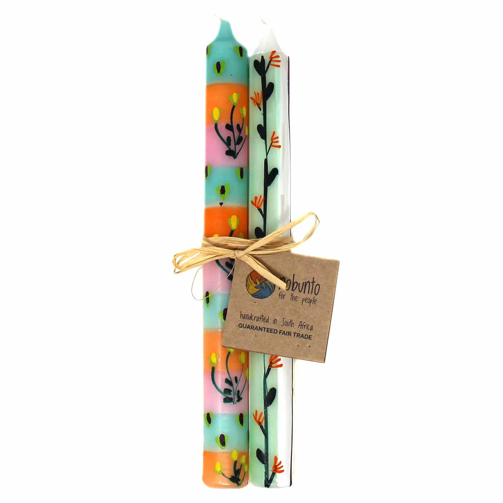 Tall Hand Painted Candles - Pair - Imbali Design