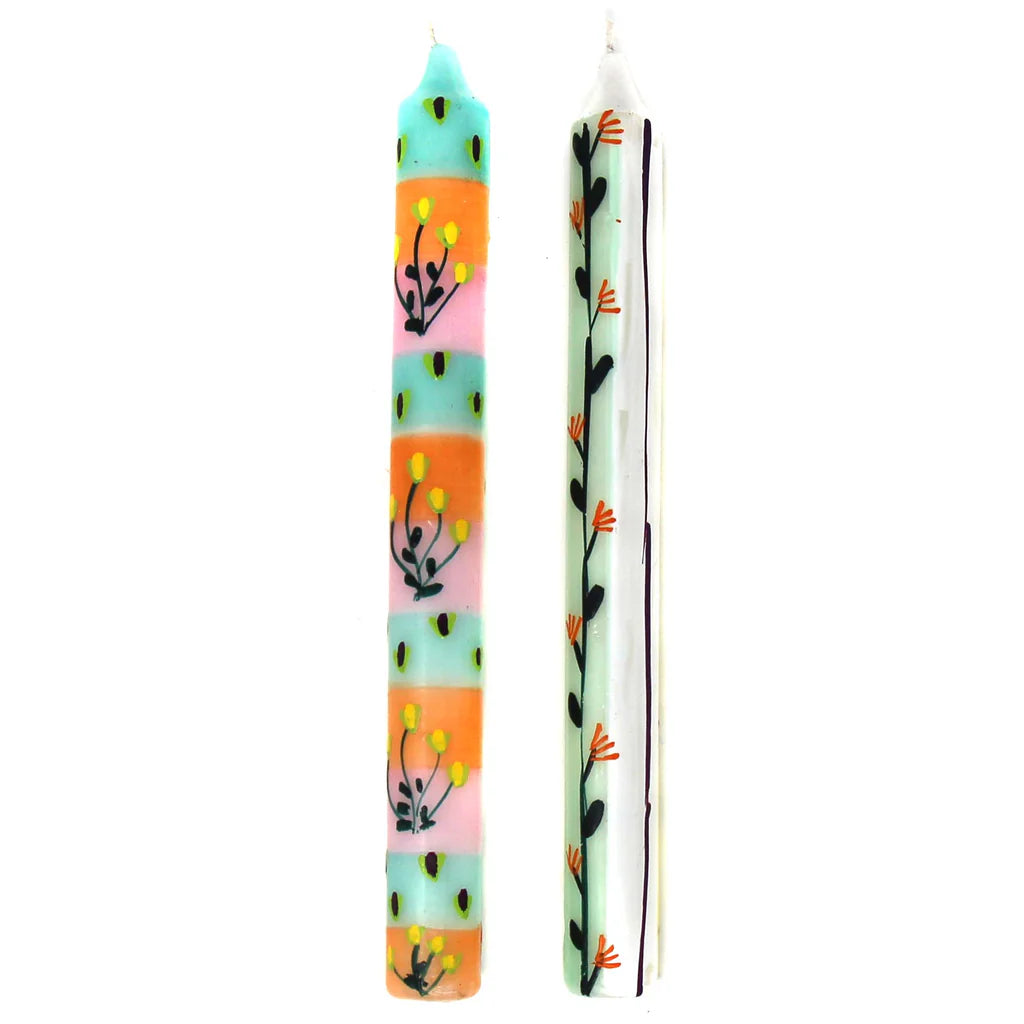 Tall Hand Painted Candles - Pair - Imbali Design