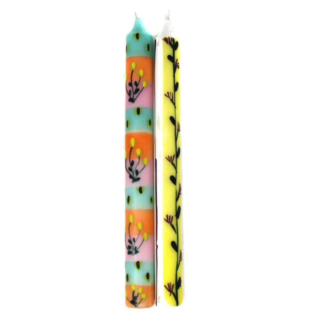 Tall Hand Painted Candles - Pair - Imbali Design