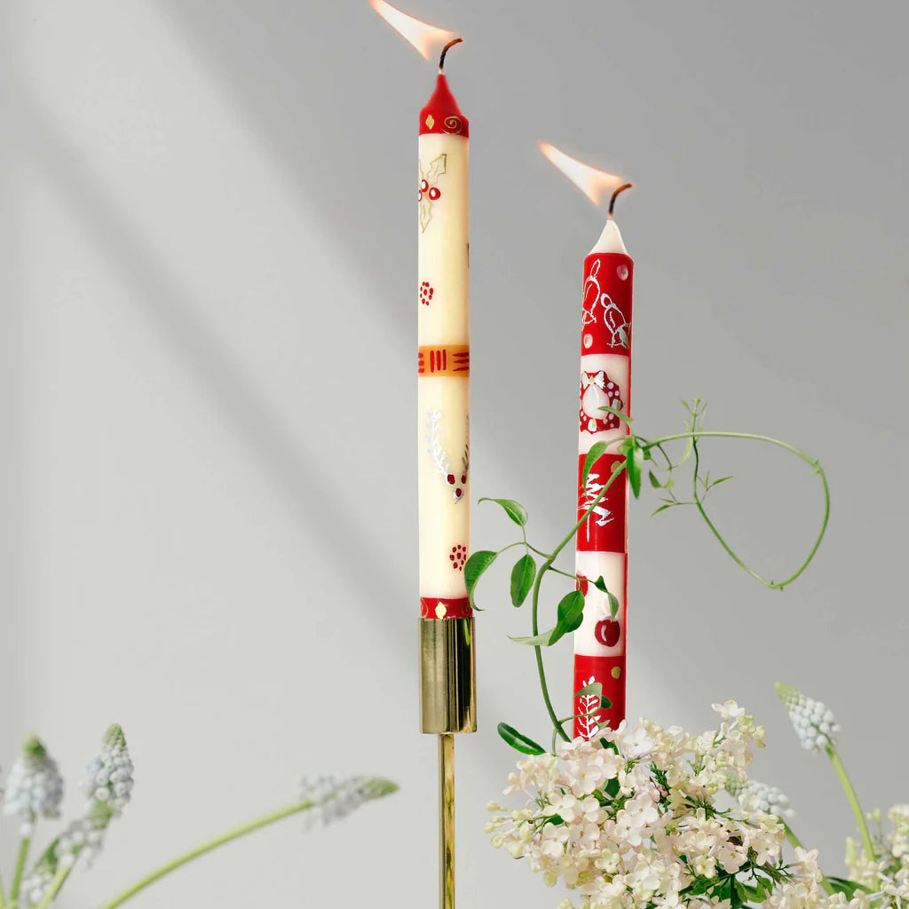 Tall Hand Painted Candles - Pair - Kimweta Design