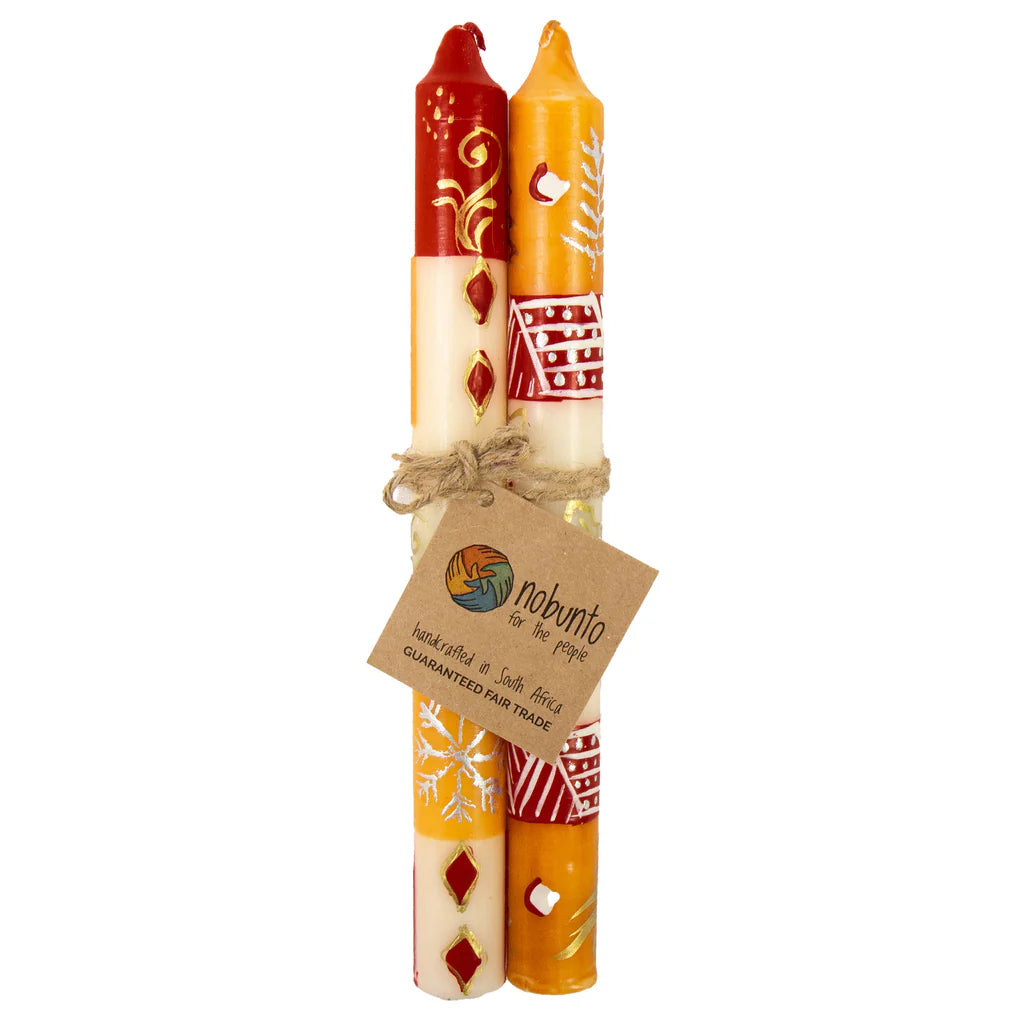 Tall Hand Painted Candles - Pair - Kimweta Design