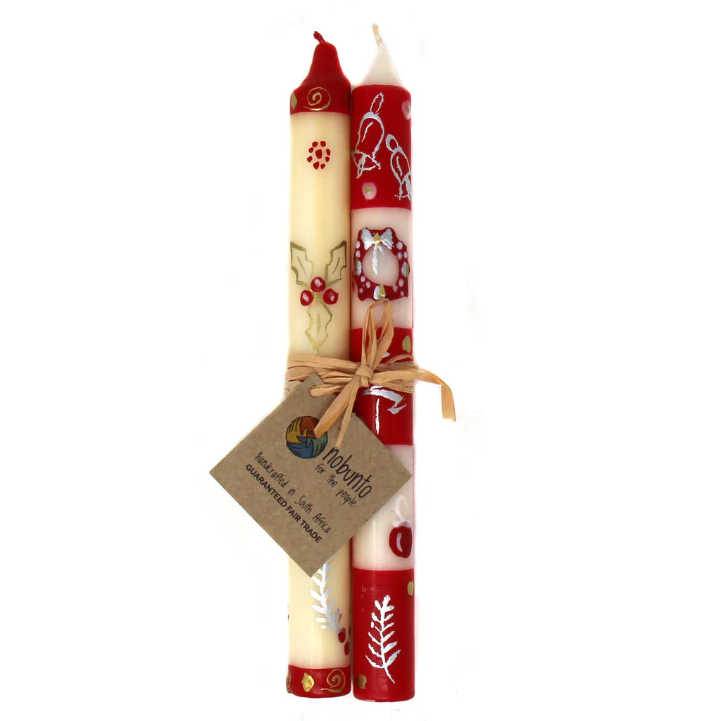Tall Hand Painted Candles - Pair - Kimweta Design