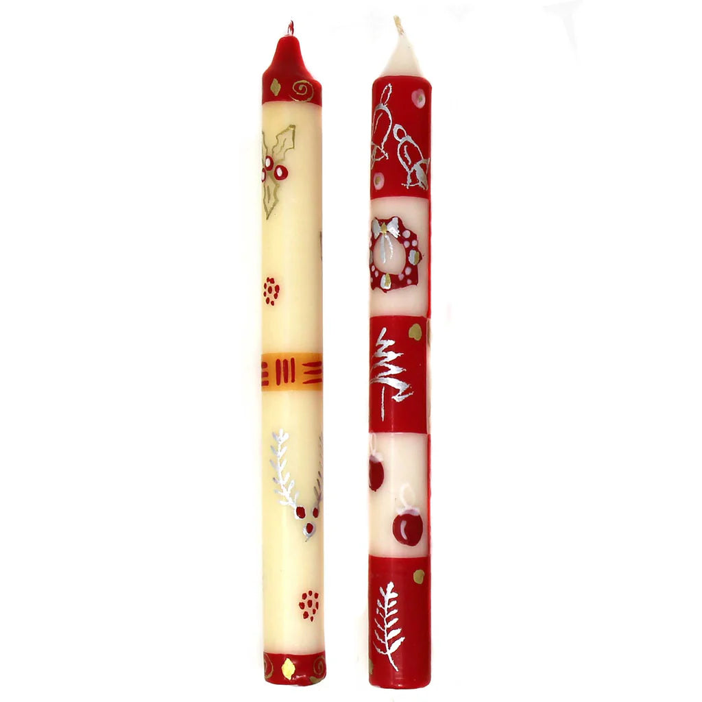 Tall Hand Painted Candles - Pair - Kimweta Design