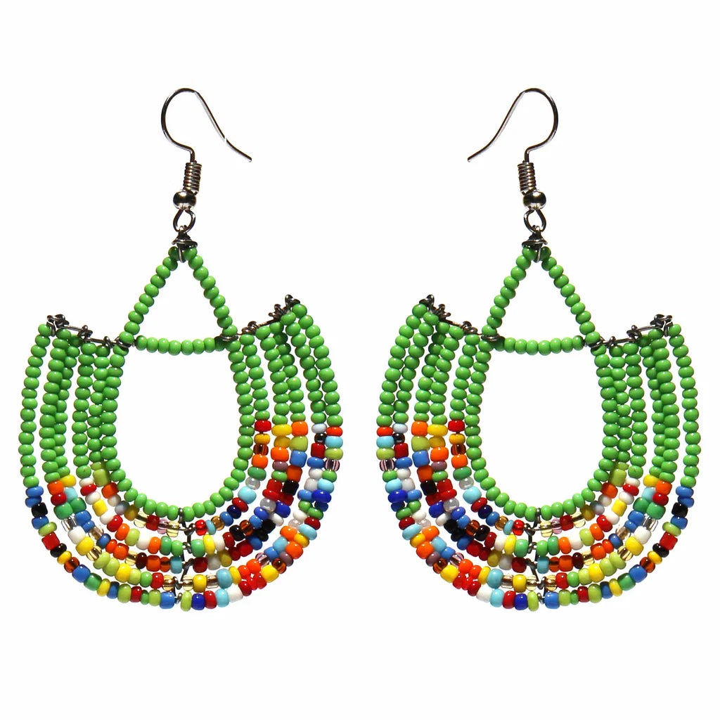 Maasai Bead Basket Dangle Earrings
