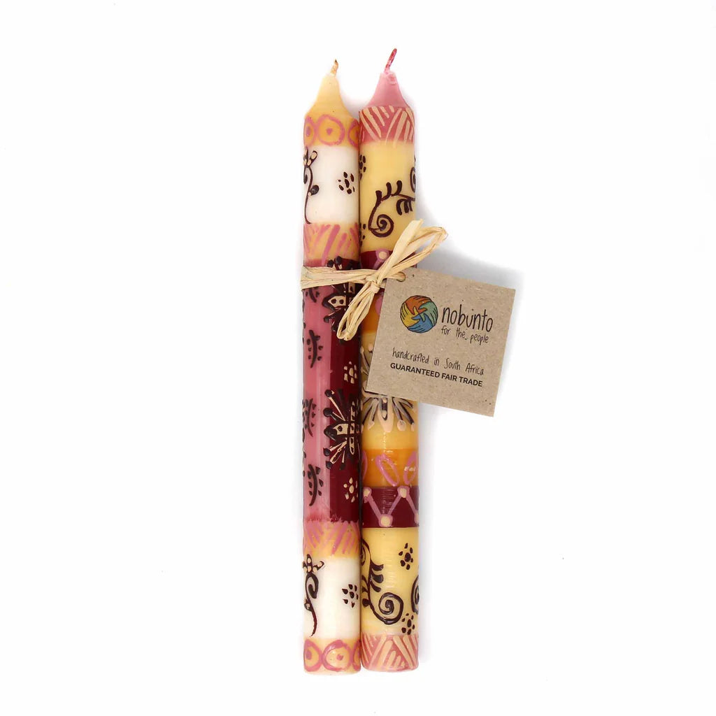 Tall Hand Painted Candles - Pair - Halisi Design